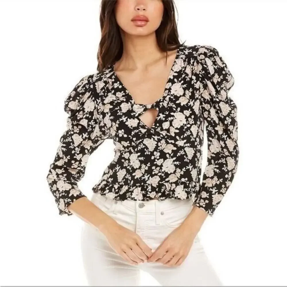 NWT LoveShackFancy Louis Silk Blouse in Almond Cookie - Sz 4
